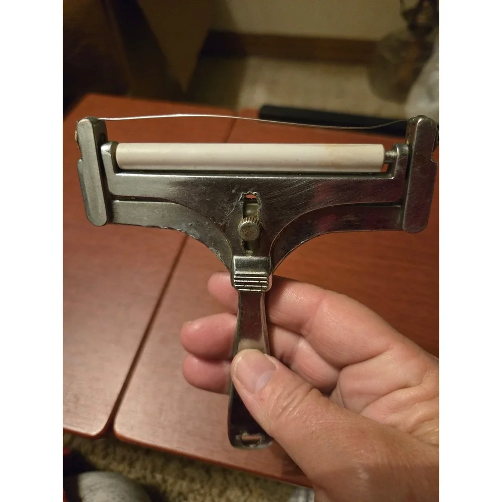 Vintage Adjustable Wire‎ Cheese Slicer Metal Roller Handheld Kitchen Tool Silver